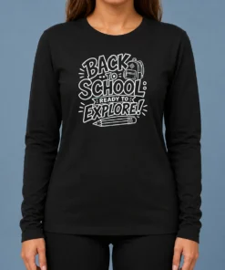 Funny Back To School Ready To Explore Line Art Long Sleeve Shirt