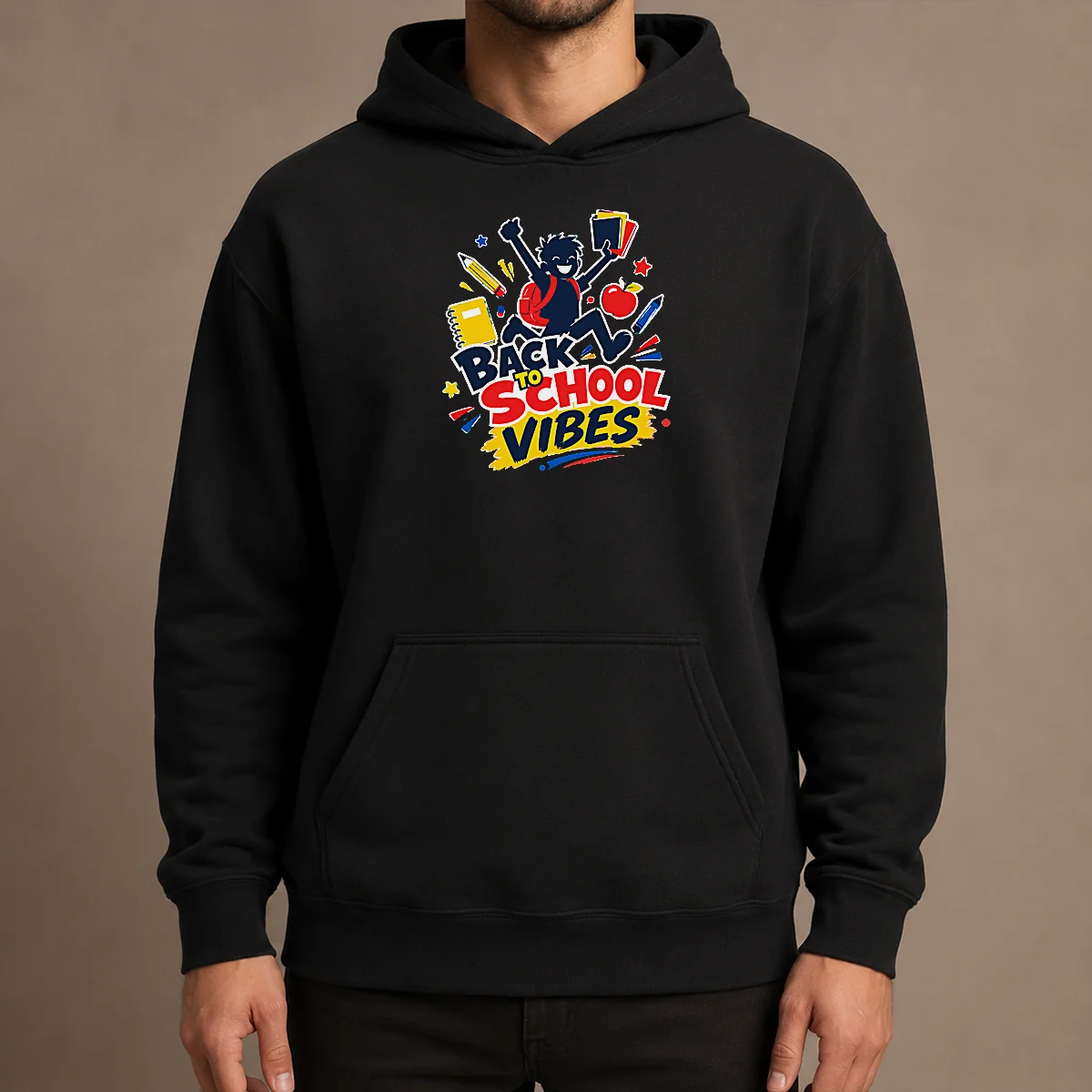 Funny Back To School Vibes Excited Student Silhouette Hoodie