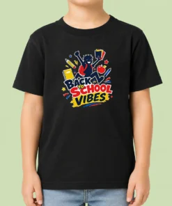 Funny Back To School Vibes Excited Student Silhouette Kids T-Shirt