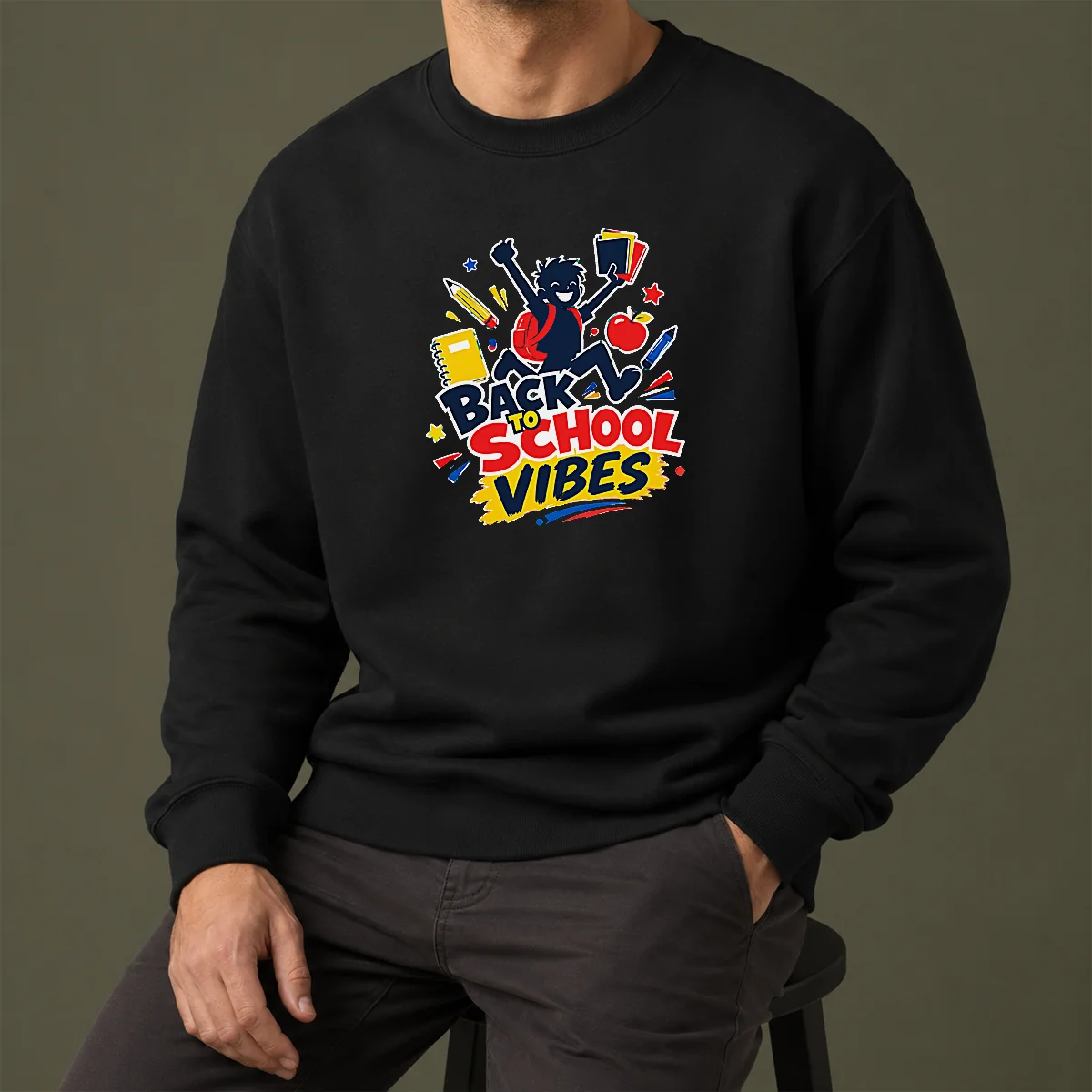 Funny Back To School Vibes Excited Student Silhouette Sweater