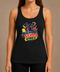 Funny Back To School Vibes Excited Student Silhouette Tank Top