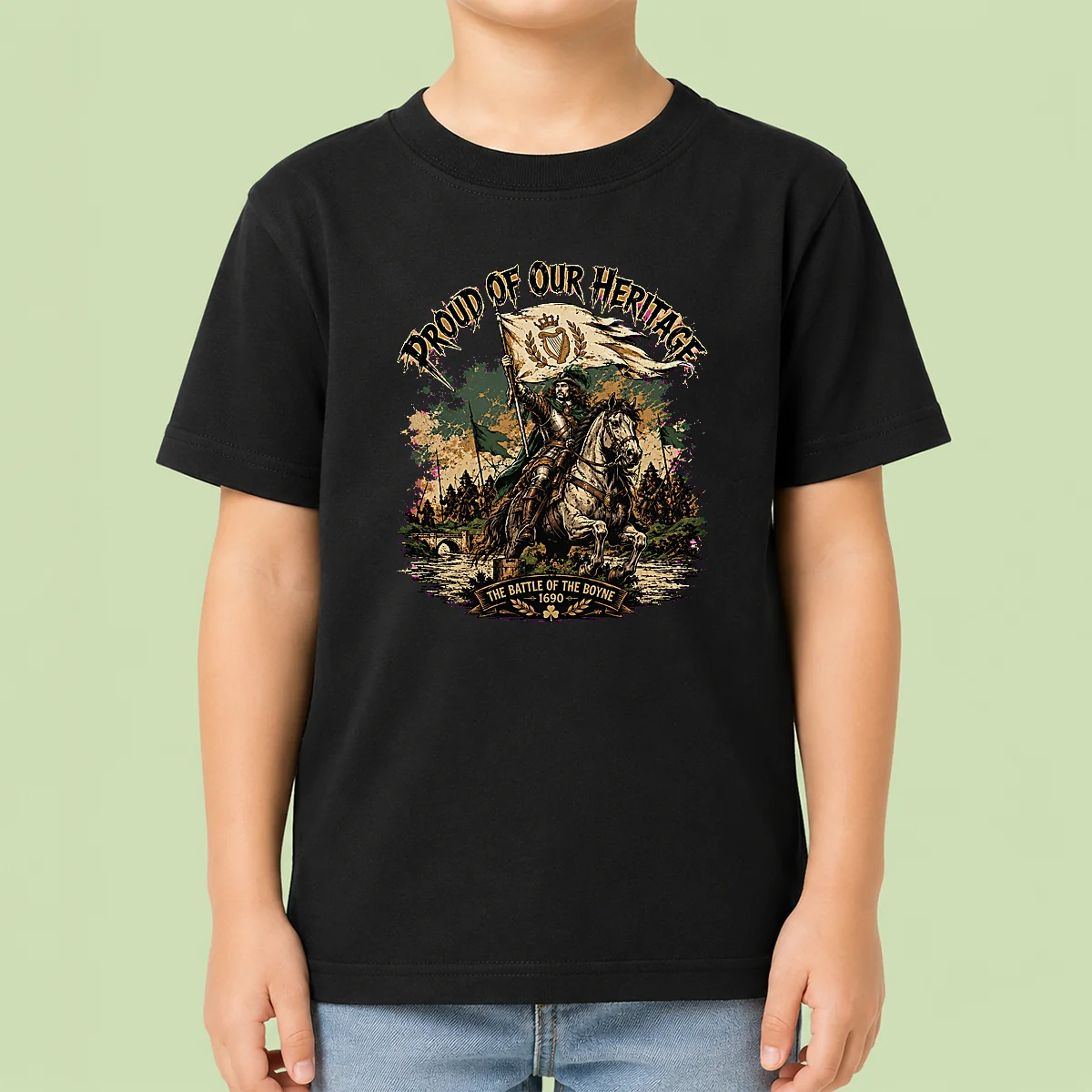 Funny Battle Of The Boyne Heritage Pride Kids T Shirt in vibrant colors, short-sleeve cotton tee for children