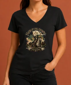 Funny Battle Of The Boyne Heritage Pride V Neck Shirt in dark color showing front design and short sleeves