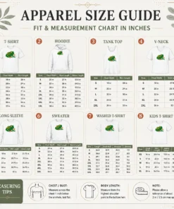 Size chart for Funny Beck Frog With Flies Alternative Rock Indie Music with measurements in inches and cm