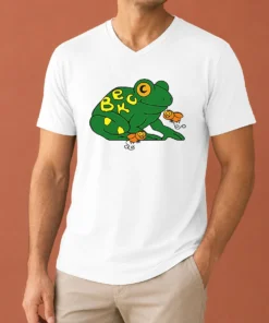 Funny Beck Frog With Flies Alternative Rock Indie Music V-Neck Shirt