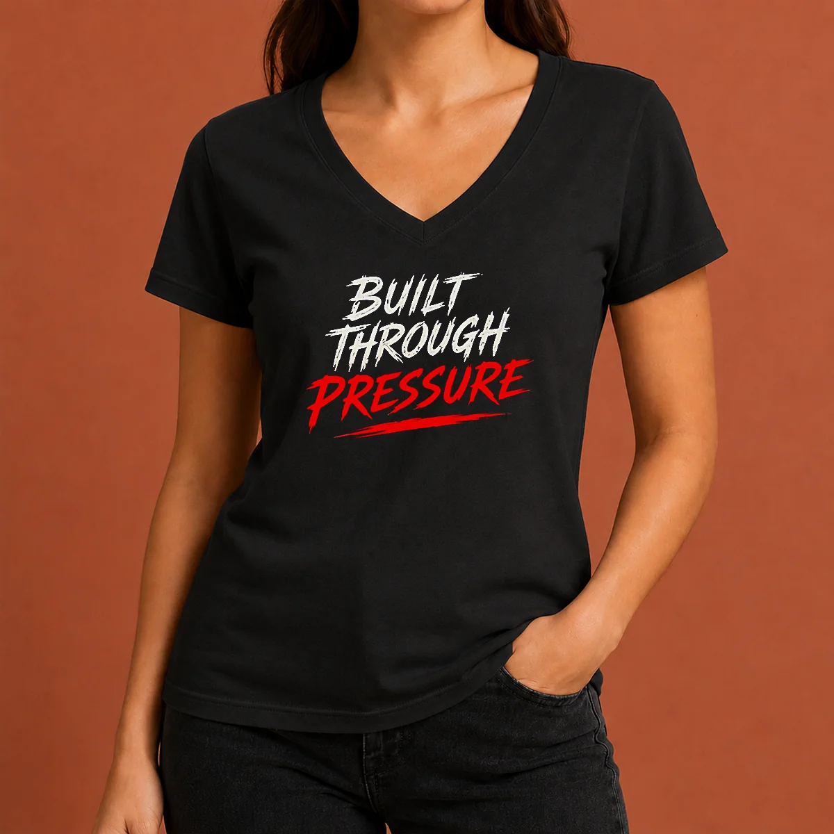 Funny Built Through Pressure V-Neck Shirt Funny Built Through Pressure V-Neck Shirt