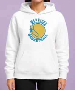 Funny Golden State Warriors NBA Warriors Basketball Logo Hoodie in navy blue, featuring a playful basketball graphic and comfortable fit