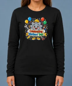 Funny Happy Celebrating Workers Day Gear Anime For Labour Day Long Sleeve Shirt