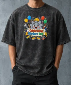 Funny Happy Celebrating Workers Day Gear Anime For Labour Day Washed T-Shirt