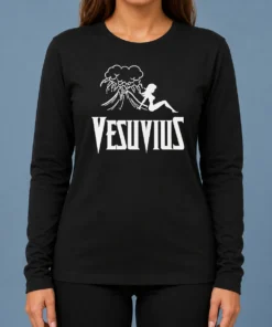Funny Hot Vesuvius Volcano Pin Up Girl Retro Italy Long Sleeve Shirt