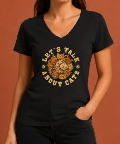 Funny Lets Talk About Cats V-Neck Shirt
