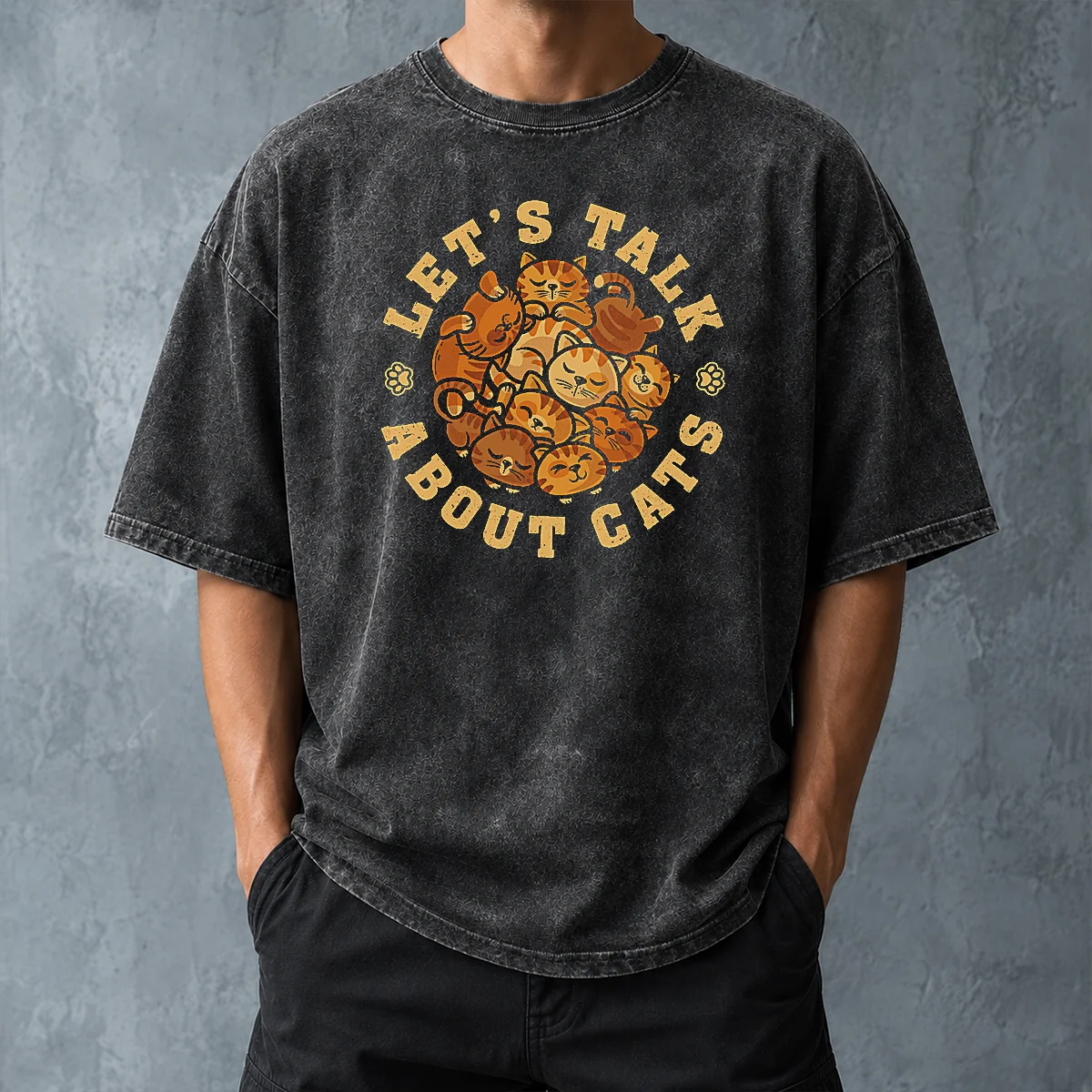 Funny Lets Talk About Cats Washed T-Shirt