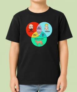 Funny Marxist Toddler And Mountain Lion Venn Diagram Impossible To Reason With Kids T-Shirt