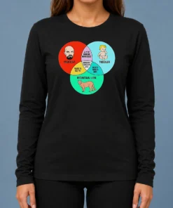 Funny Marxist Toddler And Mountain Lion Venn Diagram Impossible To Reason With long sleeve shirt with graphic print