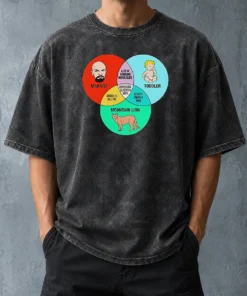 Funny Marxist Toddler And Mountain Lion Venn Diagram Impossible To Reason With Washed T-Shirt