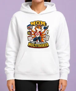 Funny Mom Multitasking Fox Mascot Graphic Tee Hoodie