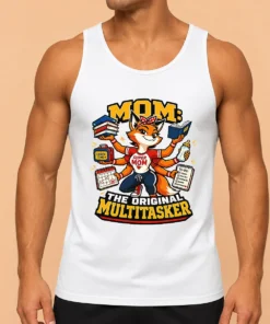 Funny Mom Multitasking Fox Mascot Graphic Tee Tank Top