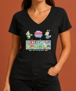 Funny Plucky Rocko Darkwing Duck Ren Stimpy Doug Tommy Pickles Pinky The Tick Bart Goku 90s Toon Throwdown Select Your Toon Fighter V-Neck