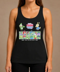 Funny Plucky Rocko Darkwing Duck Ren Stimpy Doug Tommy Pickles Pinky The Tick Bart Goku 90s Toon Throwdown Select Your Toon Fighter Tank Top