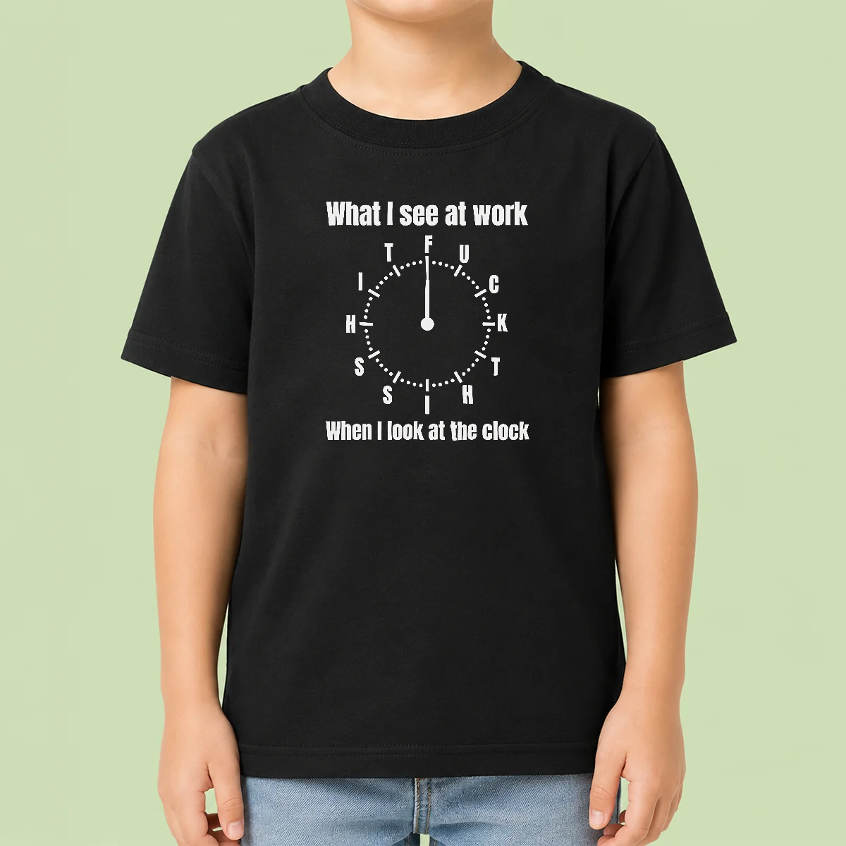Funny Pretty What I See At Work When I Look At The Clock Fuck This Shit kids t shirt in blue, front view