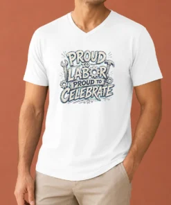 Funny Top Labour Day Celebration Sketch For Proud Workers V-Neck Shirt