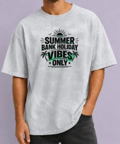 Funny Top Summer Bank Holiday Vibes Minimalist UK Celebratio Washed T-Shirt