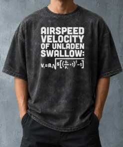 Good Airspeed Velocity Of Unladen Swallow And Equation Science Nerd Washed T-Shirt