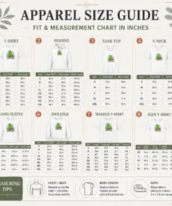 Size chart for Good Awesome Brain Muncher Sunsplash Pixel with measurements in inches and cm