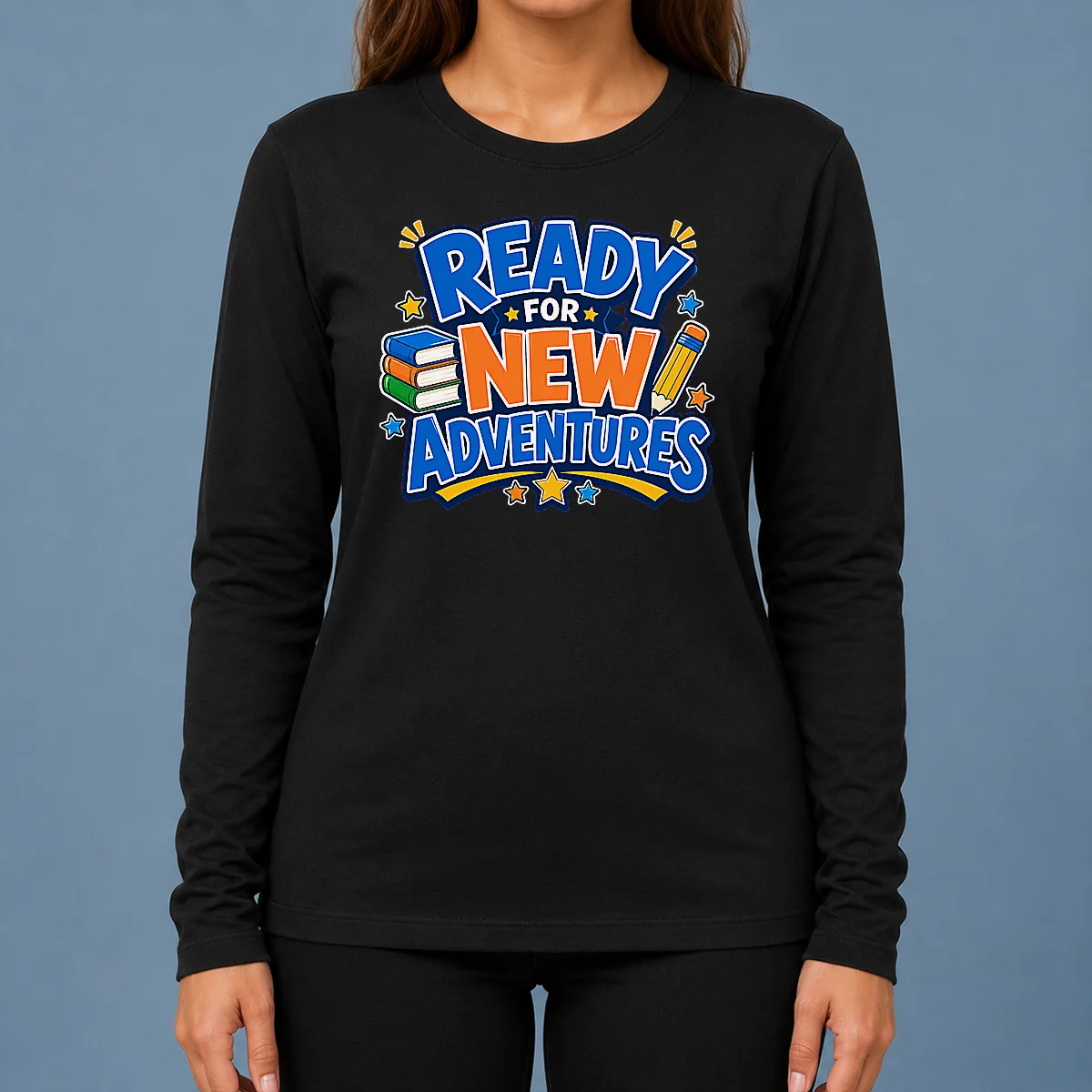 Good Back To School Excitement Ready For New Adventures Silhouett Long Sleeve Shirt
