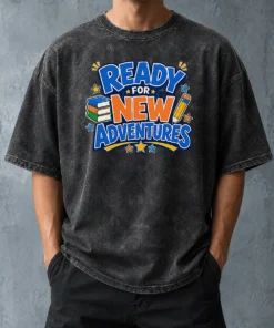 Good Back To School Excitement Ready For New Adventures Silhouett Washed T-Shirt
