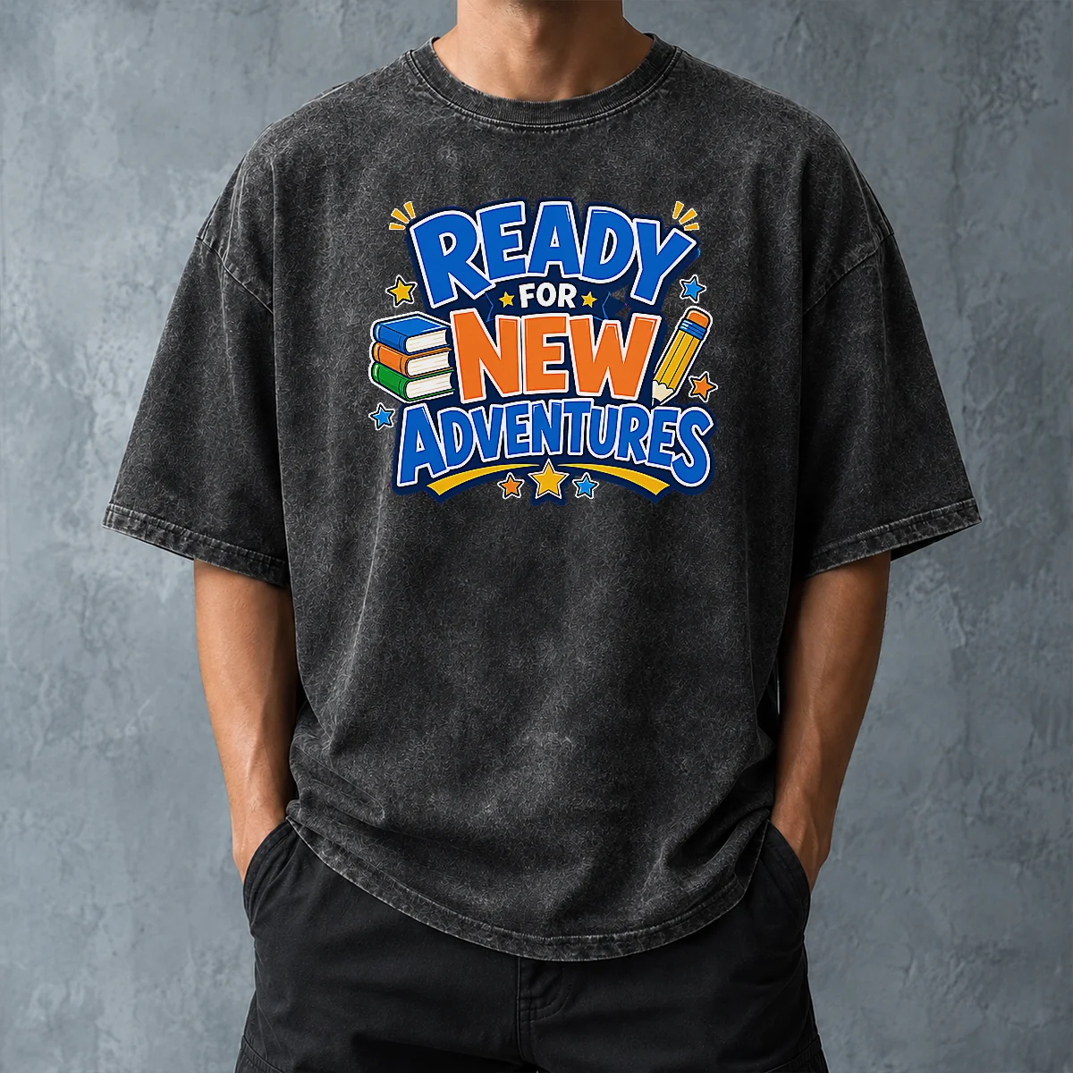 Good Back To School Excitement Ready For New Adventures Silhouett Washed T-Shirt