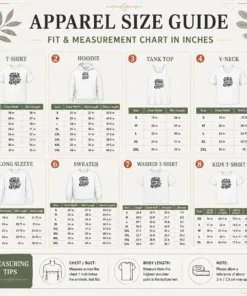 Size chart for Good Back To School Motivational Silhouette Students with measurements in inches and cm