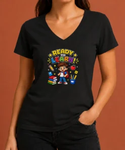 Good Back To School Ready To Learn Pixel V-Neck Shirt