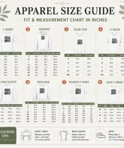 Size chart for Good Back To School Ready To Rule Line Art For Students with measurements in inches and cm