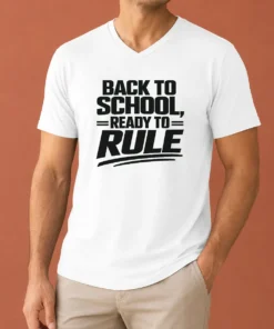 Good Back To School Ready To Rule Line Art For Students V-Neck Shirt