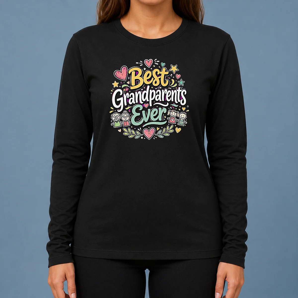 Good Best Grandparents Ever For Grandparents Doodle Typograp Long Sleeve Shirt