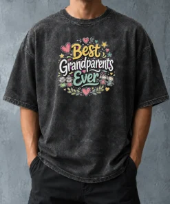 Good Best Grandparents Ever For Grandparents Doodle Typograp Washed T-Shirt