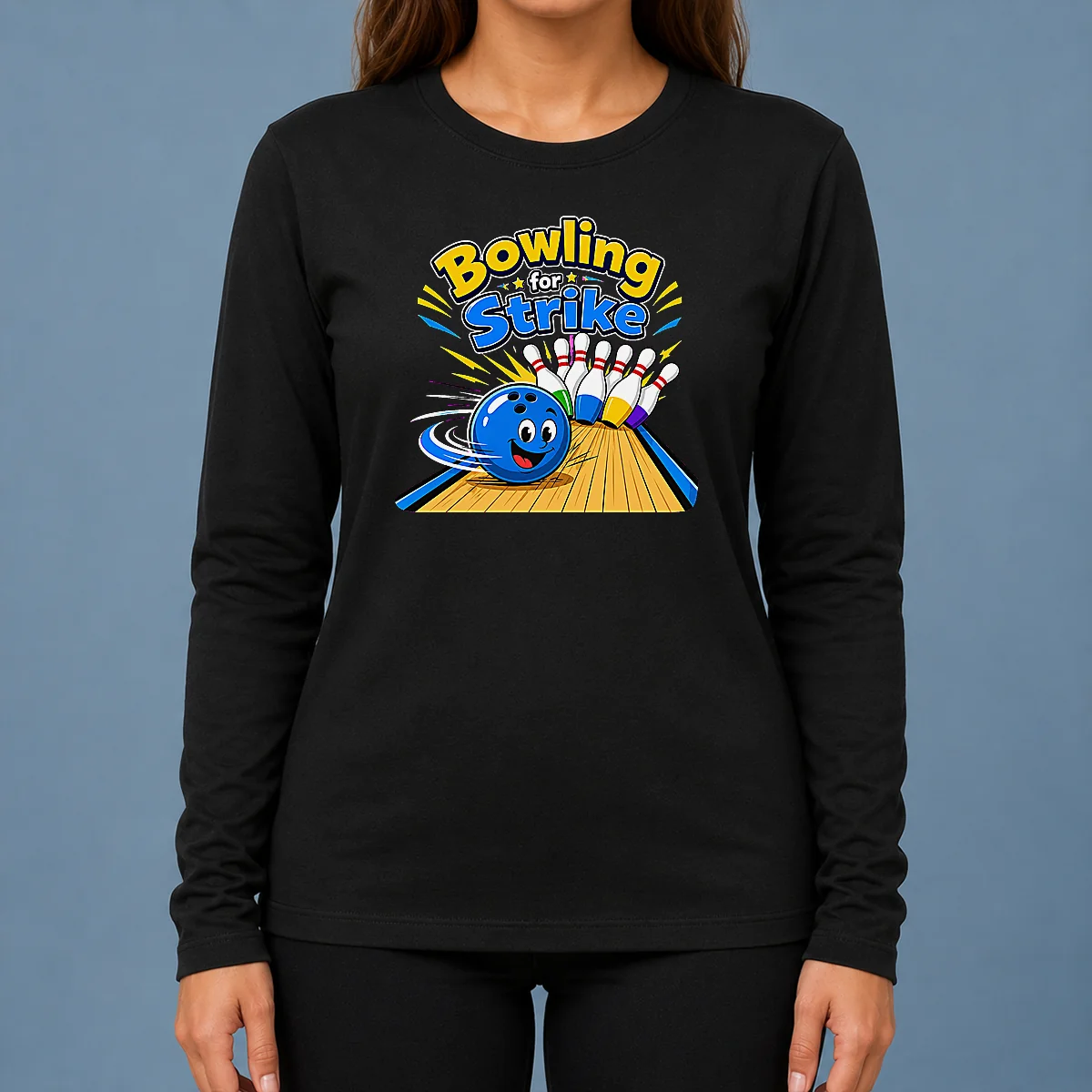 Good Bowling For Strike Fun Vector Long Sleeve Shirt