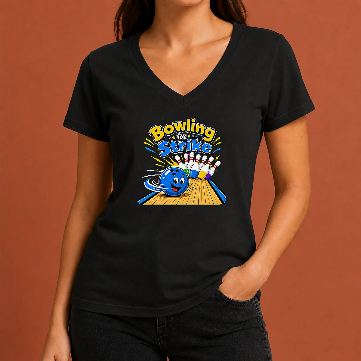 Good Bowling For Strike Fun Vector V-Neck Shirt Good Bowling For Strike Fun Vector V-Neck Shirt