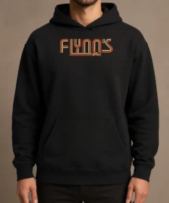 Good Flynn'S Arcade Memories Retro Hoodie in black with vintage arcade graphic on front
