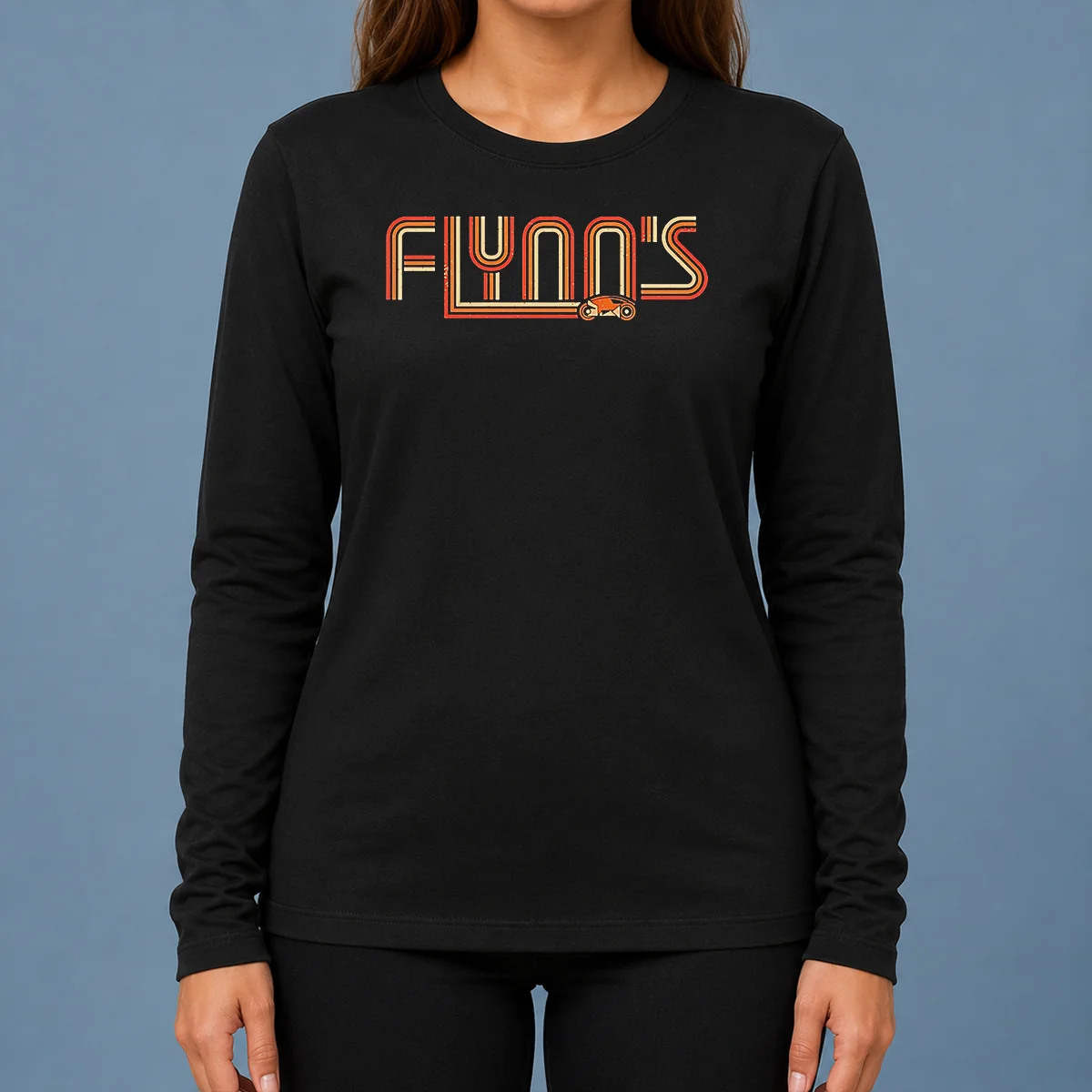 Good Flynn'S Arcade Memories Retro Long Sleeve Shirt featuring vintage arcade game graphics on a comfortable long sleeve cotton fabric