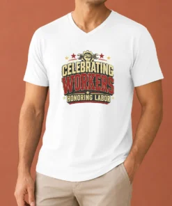 Good Nice Labour Day Pride Celebrating Workers Retro Distresse V-Neck Shirt