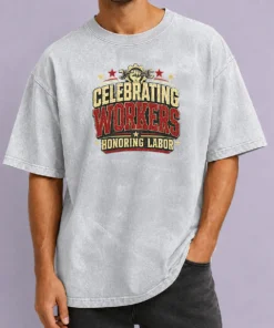 Good Nice Labour Day Pride Celebrating Workers Retro Distresse Washed T Shirt in vintage style with faded colors