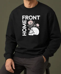Good Official Homefront Skull Flowers Sweater in black with floral skull graphic on front