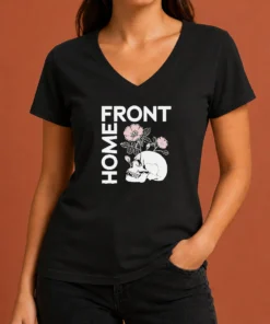 Good Official Homefront Skull Flowers V-Neck Shirt