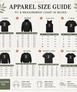 Size chart for Good Sneaky Bitch Knows Karate Makemebad35 shirt showing measurements in inches and cm