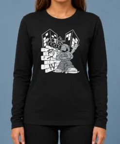 Good Y2K Streetwear Graffiti Spray Paint Character Urban Aesthetic Long Sleeve Shirt