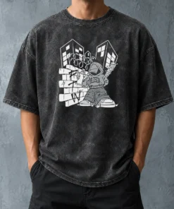 Good Y2K Streetwear Graffiti Spray Paint Character Urban Aesthetic Washed T Shirt with vibrant urban graphic on soft washed fabric