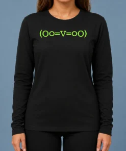 Happy Funny OO Equal V Equal OO Abstract Symbol Long Sleeve Shirt in white with bold graphic print