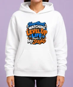 Heartbeat Watching Level Up Life Thanks To My Squad Cartoon Hoodie